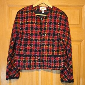 Talbots Colorful Plaid Tweed Blazer